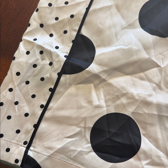 Victoria's Secret Black Polka Dot Silky Tie Waist Wide-Leg PJ Pants - Picture 3 of 8